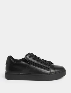 Kids' Leather Side Zip School Shoes (13 Small-9 Large)