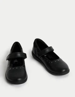Kids' Leather Studded Riptape School Shoes (8 Small-2 Large)
