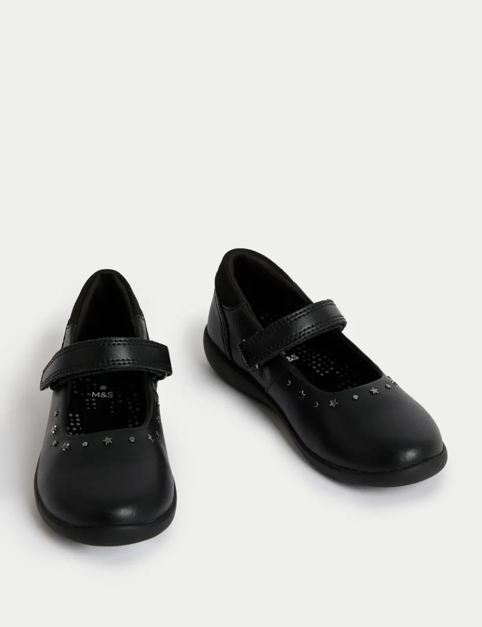Kids' Leather Studded Riptape School Shoes (8 Small-2 Large)