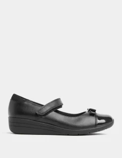 Kids' Leather Wedge Mary Jane School Shoes (2½ Large - 7 Large)