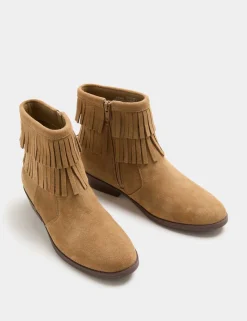 Kids' Leather Western Ankle Boots (4 Small - 6 Large)