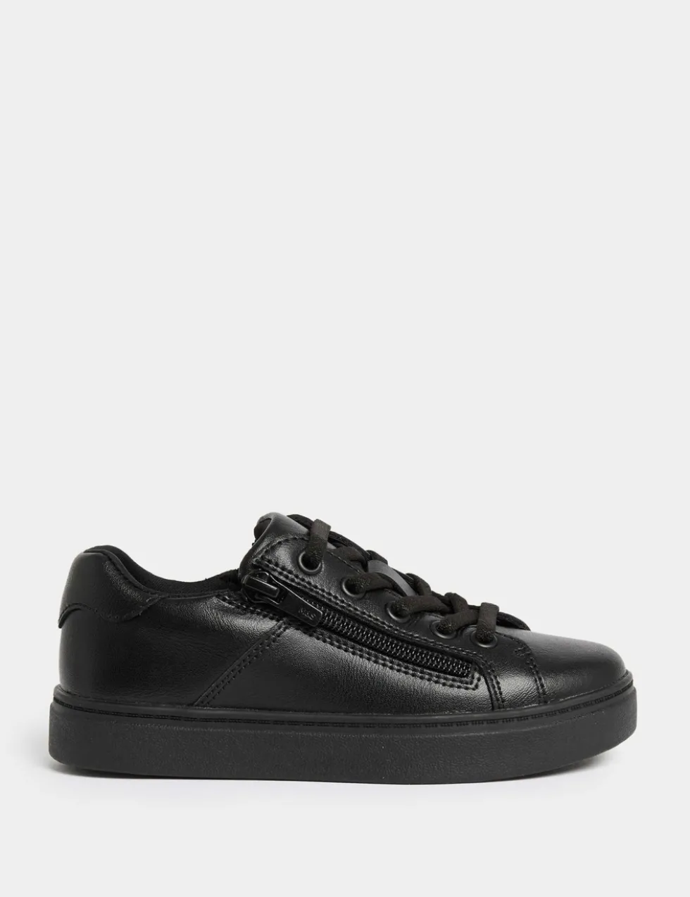 Kids' Leather Zip Fastening School Shoes (8 Small-2 Large)
