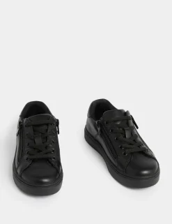 Kids' Leather Zip Fastening School Shoes (8 Small-2 Large)