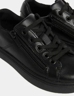 Kids' Leather Zip Fastening School Shoes (8 Small-2 Large)