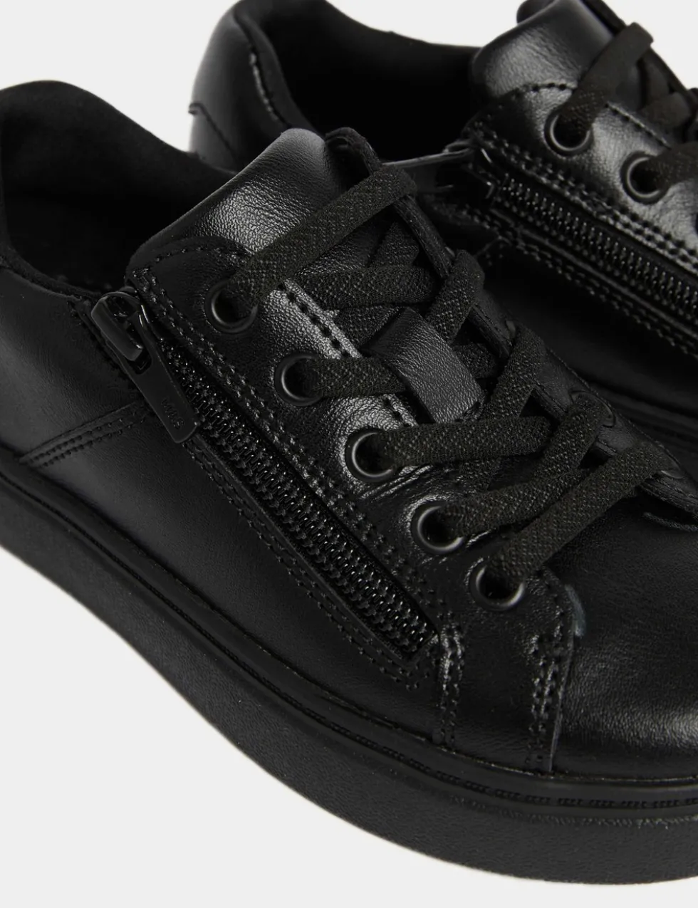 Kids' Leather Zip Fastening School Shoes (8 Small-2 Large)