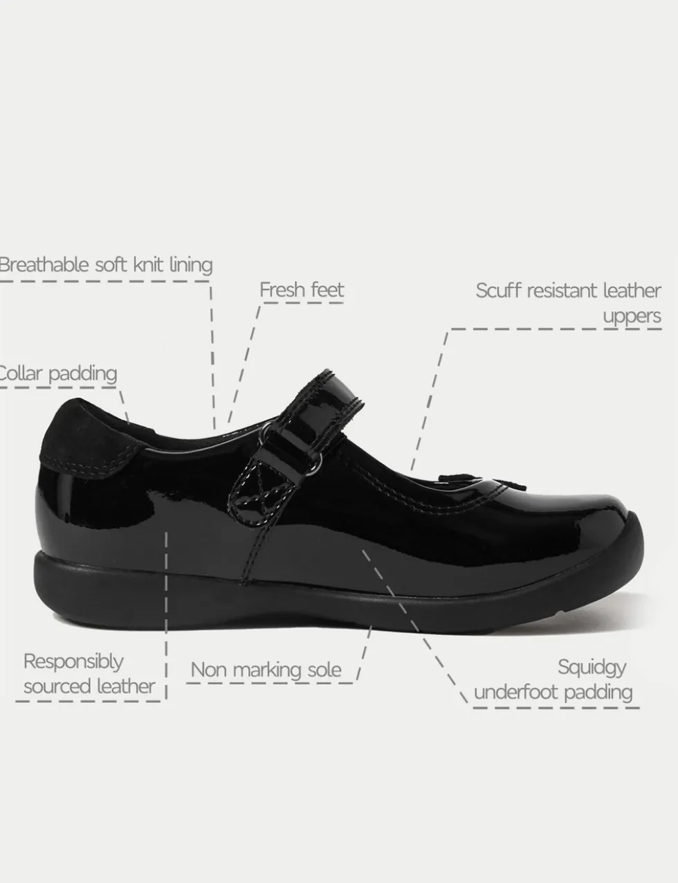 Kids Patent Leather School Shoes (8 Small - 1 Large)