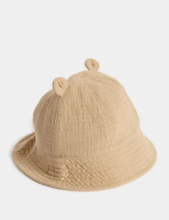Kids' Pure Cotton Bear Sun Hat (0-3 Yrs)