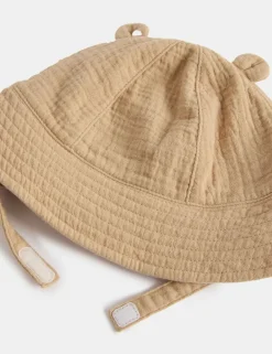 Kids' Pure Cotton Bear Sun Hat (0-3 Yrs)