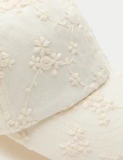 Kids' Pure Cotton Broderie Bow Back Cap (3-13 Yrs)