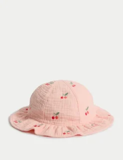 Kids' Pure Cotton Cherry Sun Hat (0-3 Yrs)