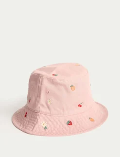 Kids' Pure Cotton Embroidered Bucket Hat (1-13 Yrs)
