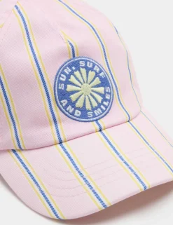 Kids' Pure Cotton Striped Badge Cap (3-13 Yrs)