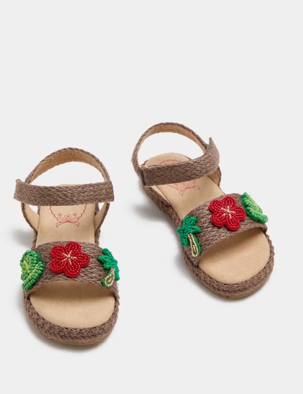 Kids' Rafia Beaded Flower Sandals (4 Small-2 Large)