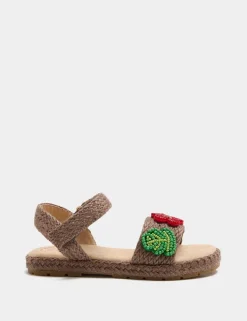 Kids' Rafia Beaded Flower Sandals (4 Small-2 Large)