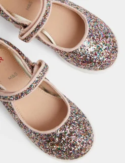 Kids' Riptape Glitter Mary Jane Shoes (4 Small - 2 Large)