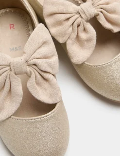 Kids' Shimmer Bow Ballet Shoes (4 Small-2 Large)
