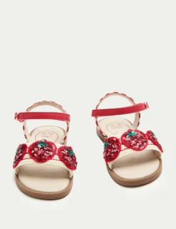 Kids' Strawberry Sequin Crochet Sandals (4 Small-2 Large)