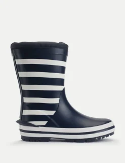 Kids' Striped Fleece Lined Waterproof Wellies (9 Small-2 Large)