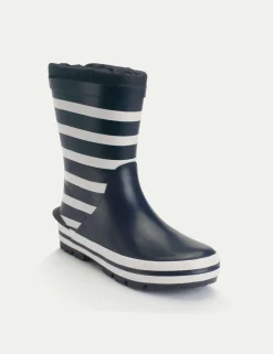 Kids' Striped Fleece Lined Waterproof Wellies (9 Small-2 Large)