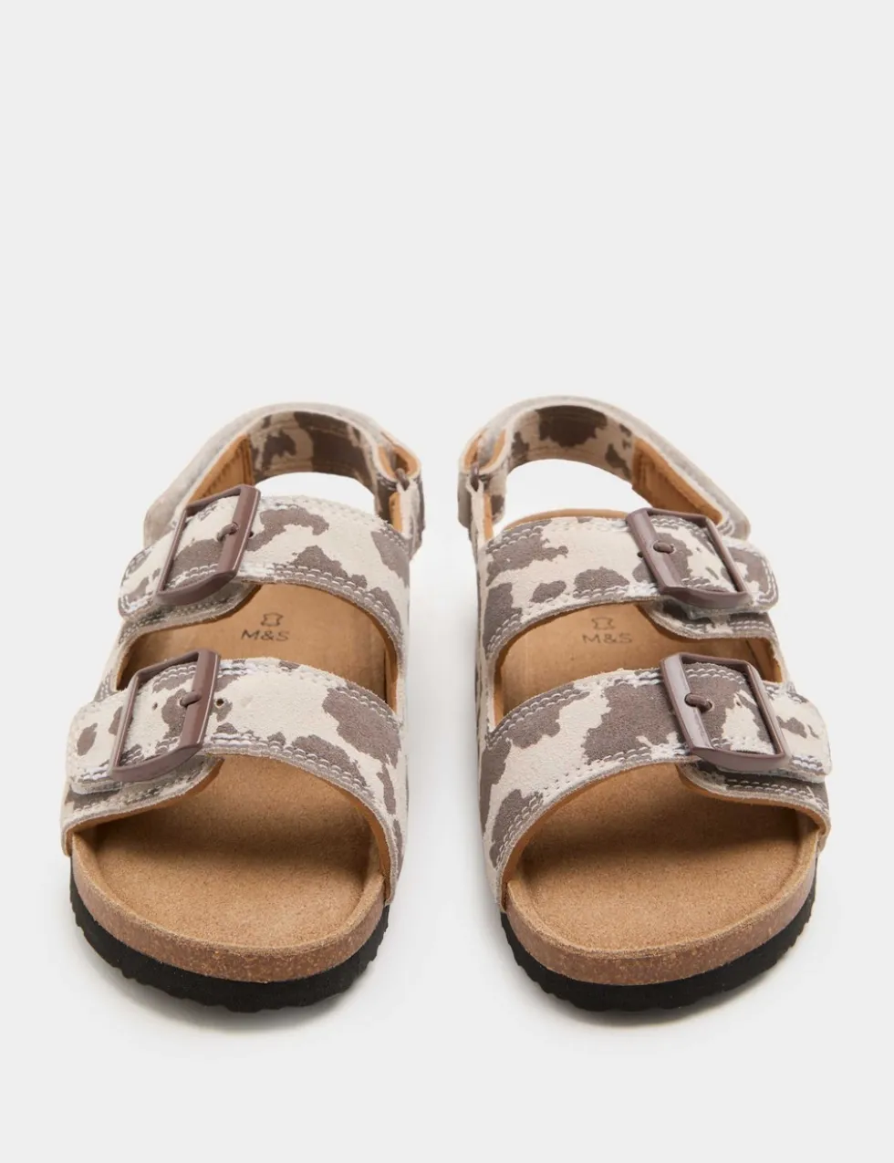Kids' Suede Cow Print Footbed Sandals (4 Small-2 Large)