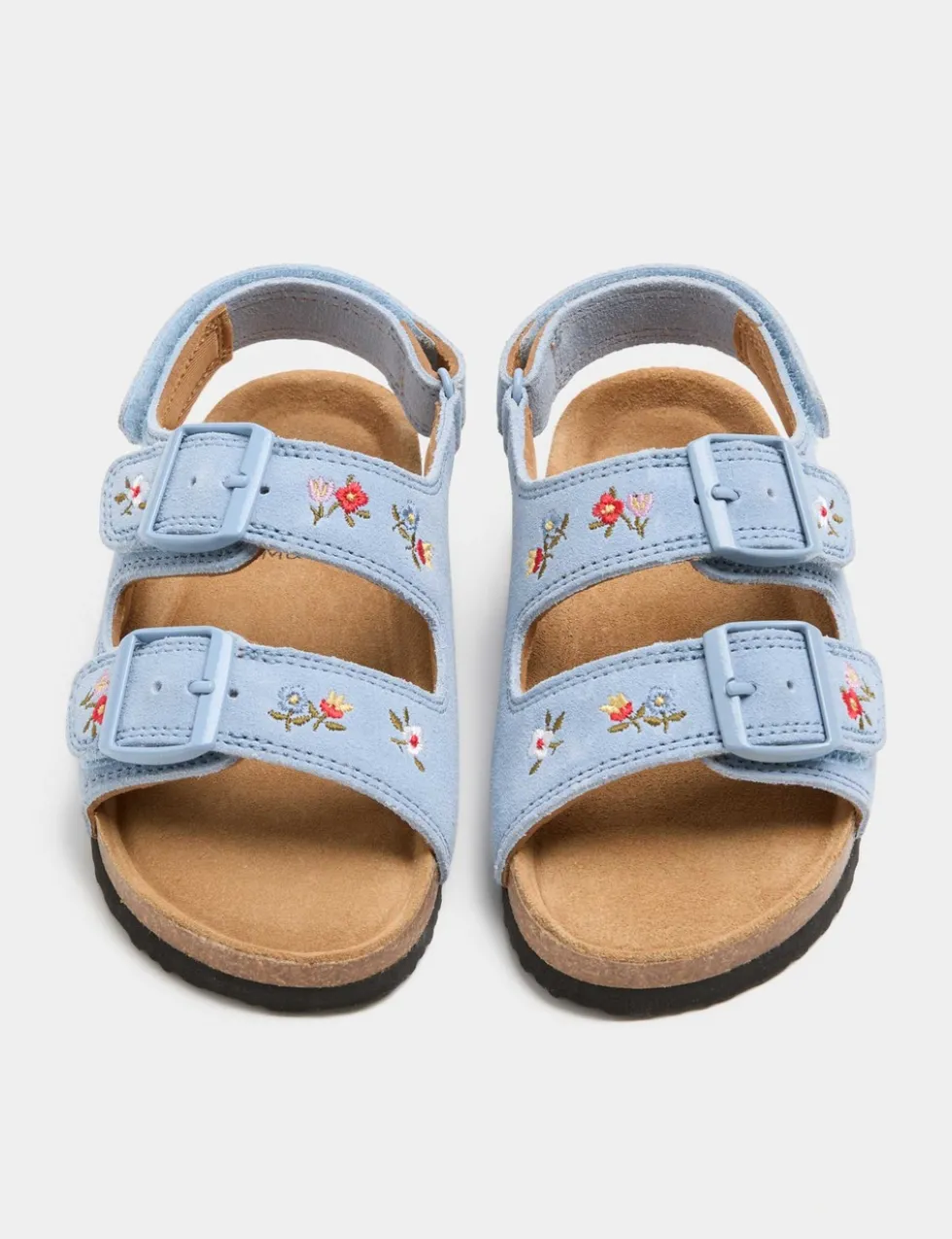 Kids' Suede Ditsy Floral Patterned Footbed Sandals (5 Small-2 Large)