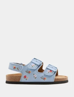 Kids' Suede Ditsy Floral Patterned Footbed Sandals (5 Small-2 Large)