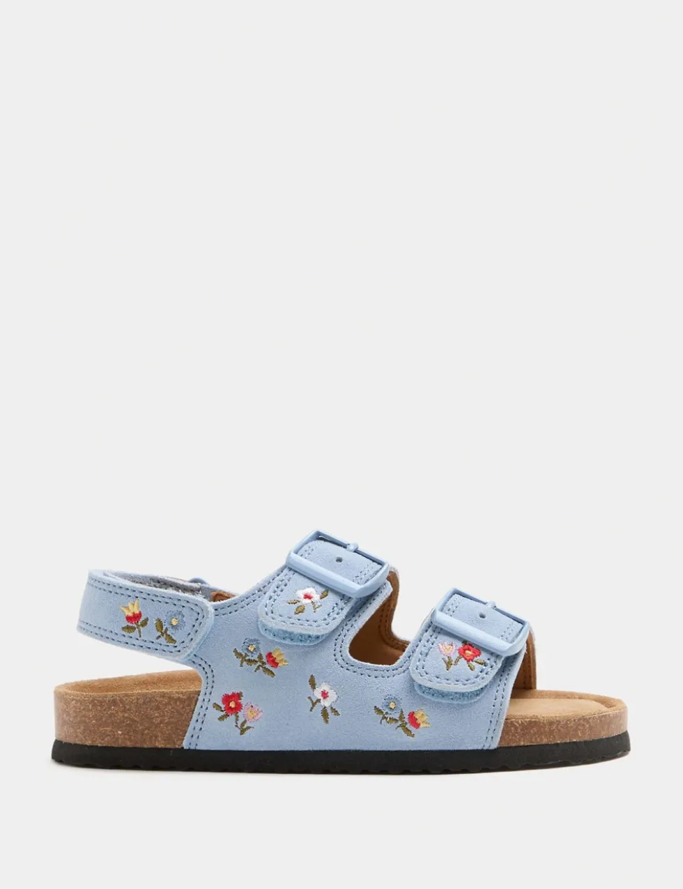 Kids' Suede Ditsy Floral Patterned Footbed Sandals (5 Small-2 Large)