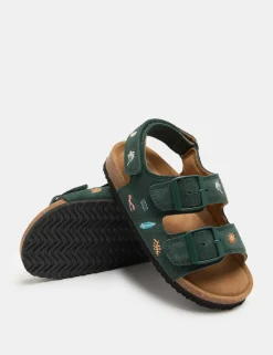 Kids’ Suede Embroidered Beach Footbed Sandals (4 Small-2 Large)