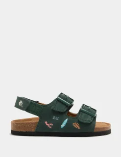 Kids’ Suede Embroidered Beach Footbed Sandals (4 Small-2 Large)