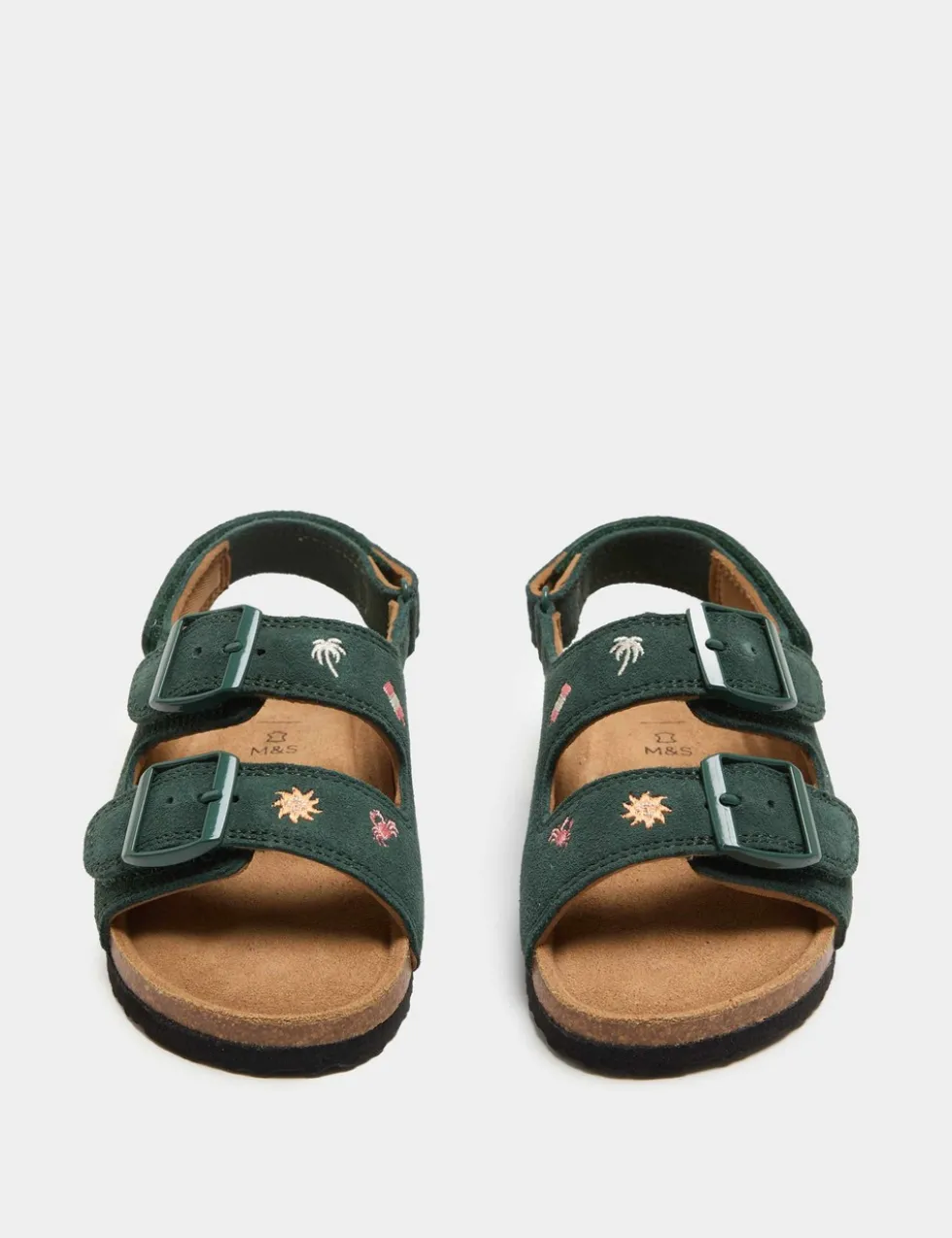 Kids’ Suede Embroidered Beach Footbed Sandals (4 Small-2 Large)