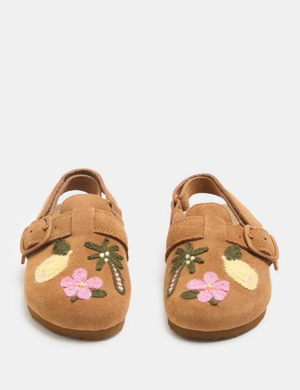Kids' Suede Embroidered Mules (4 Small - 2 Large)