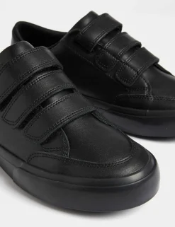 Kids' Triple Riptape Leather School Shoes (2½ Large - 9 Large)