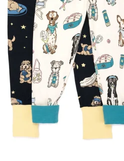Kids Two Pack Dog Print Crew Neck Pyjama Set
