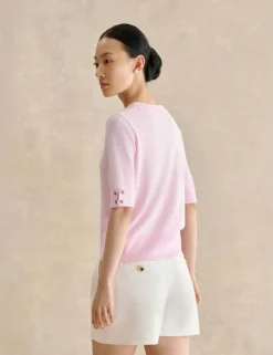 Knitted Crew Neck Top with Merino Wool