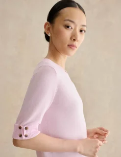 Knitted Crew Neck Top with Merino Wool