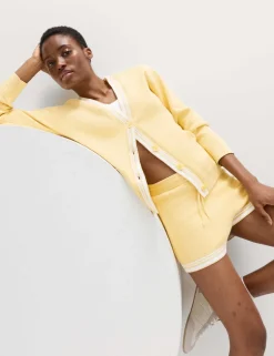 Knitted Relaxed Fit V Neck Cardigan