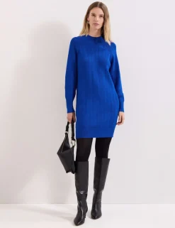Knitted Textured Round Neck Mini Jumper Dress