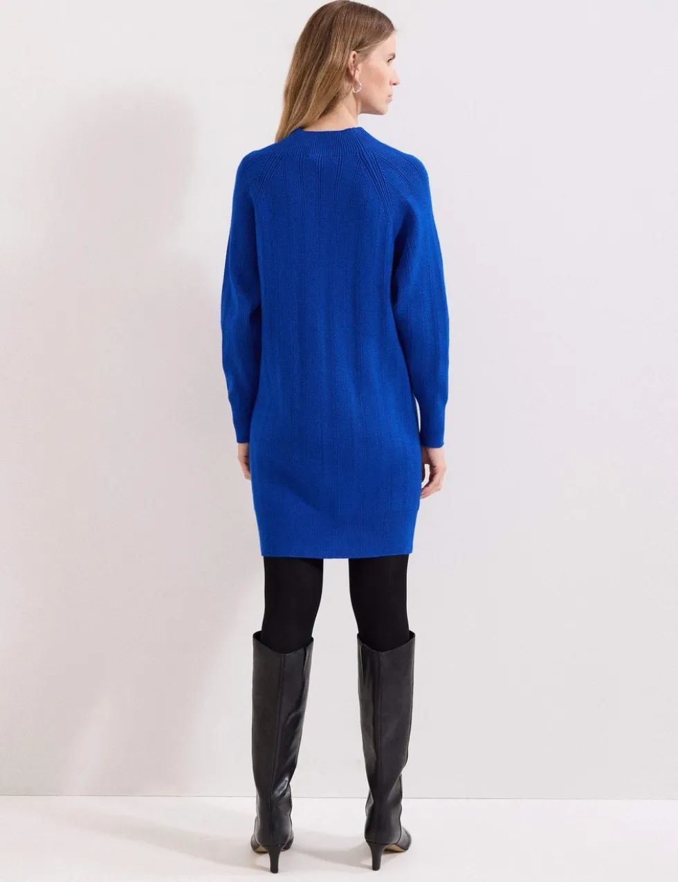 Knitted Textured Round Neck Mini Jumper Dress