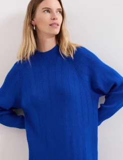 Knitted Textured Round Neck Mini Jumper Dress