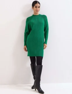 Knitted Textured Round Neck Mini Jumper Dress