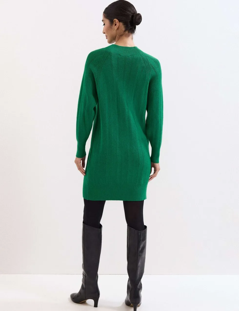 Knitted Textured Round Neck Mini Jumper Dress
