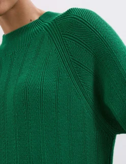 Knitted Textured Round Neck Mini Jumper Dress