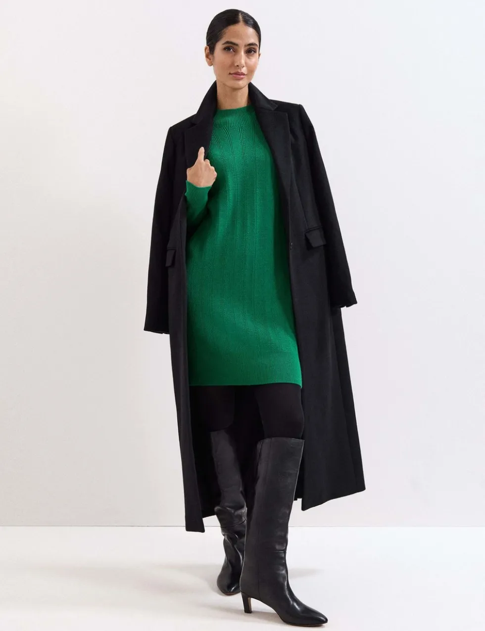 Knitted Textured Round Neck Mini Jumper Dress