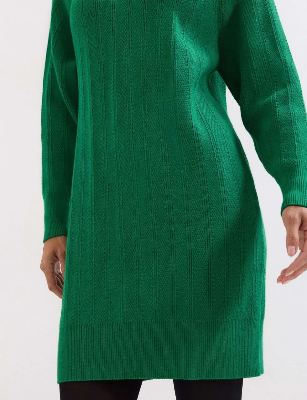 Knitted Textured Round Neck Mini Jumper Dress