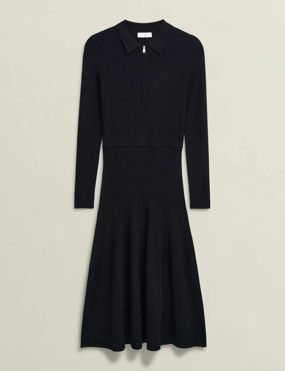 Knitted Zip Neck Midi Dress