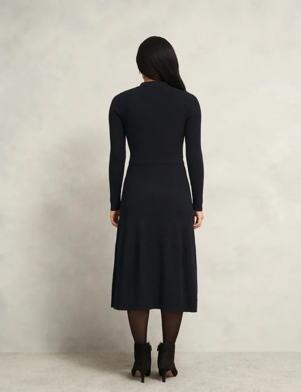 Knitted Zip Neck Midi Dress