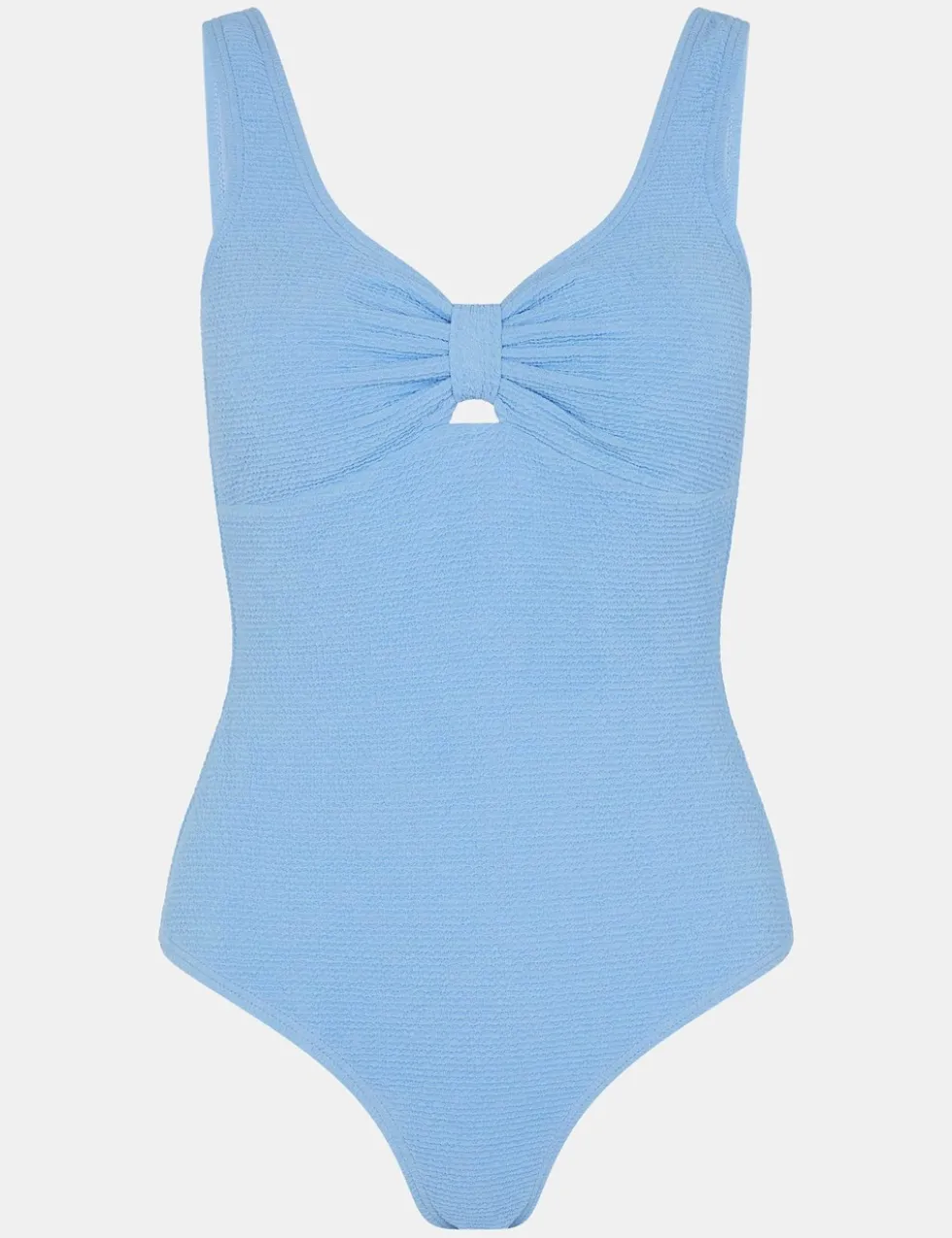 Knot Front Crinkle V-Neck Swimsuit