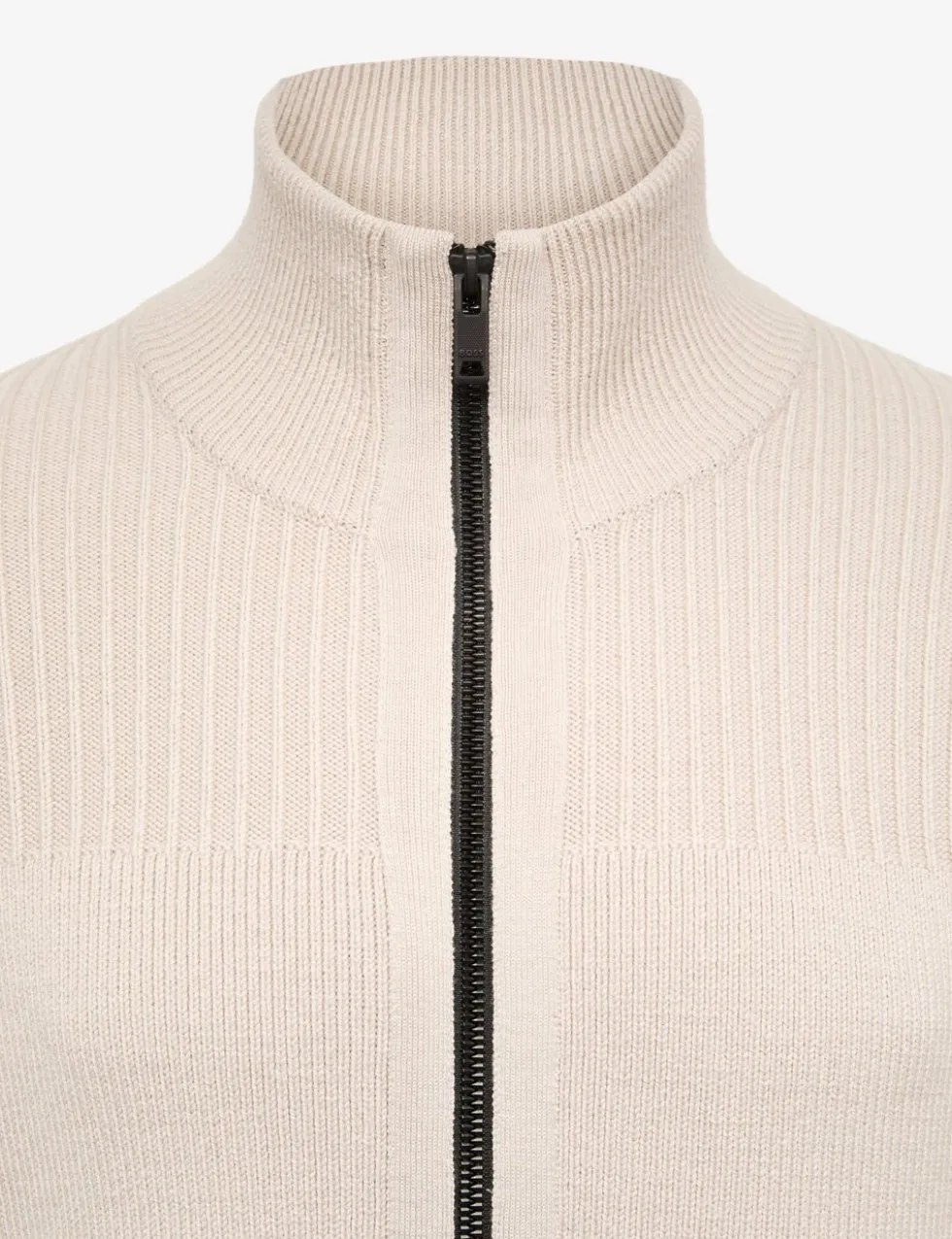 Kratalo Wool Blend Funnel Neck Zip Up Jumper