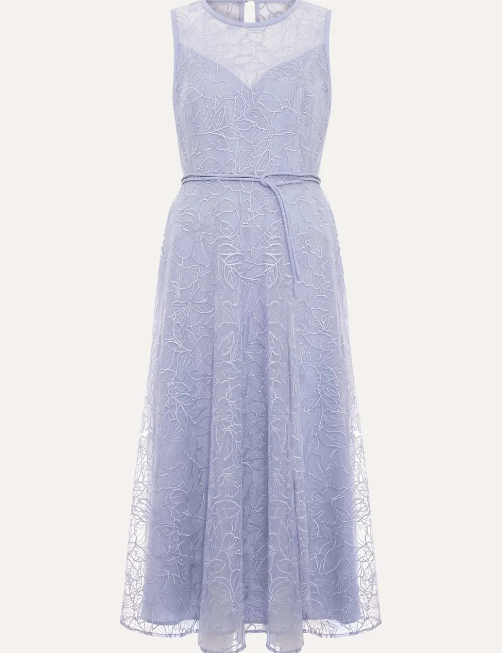 Lace Belted Midi Shift Dress