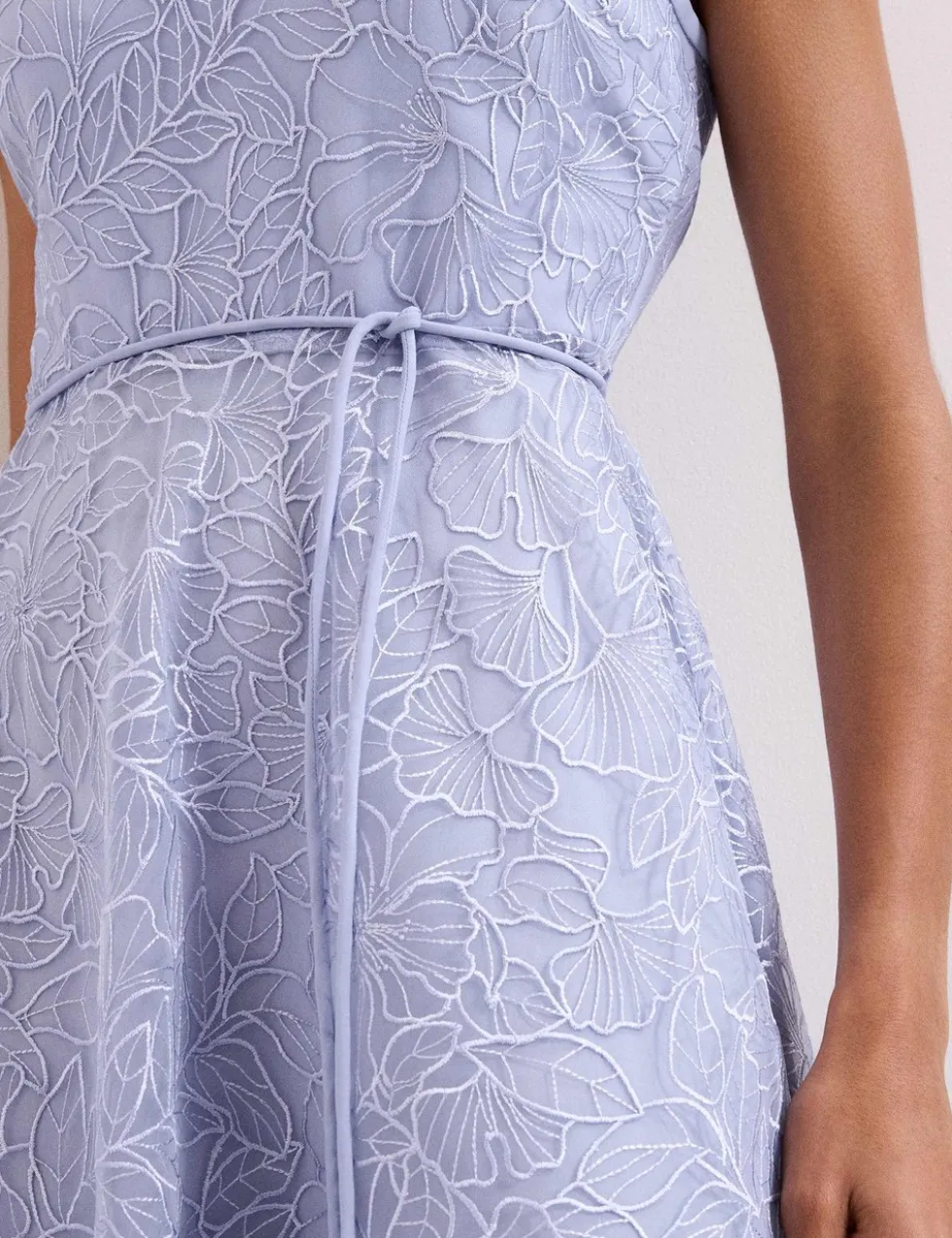 Lace Belted Midi Shift Dress